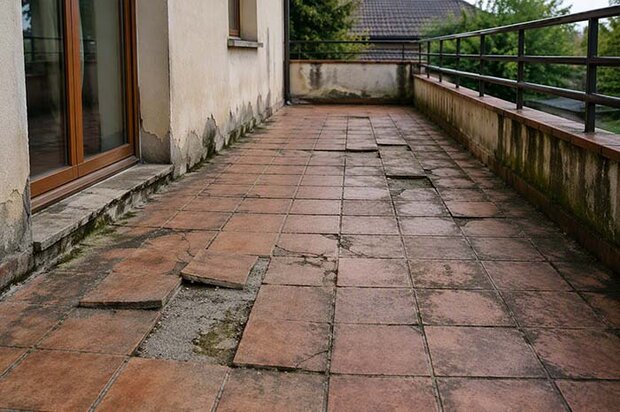 Terasz felújítás - Lejtés nélkül nincs tartós kültéri burkolat